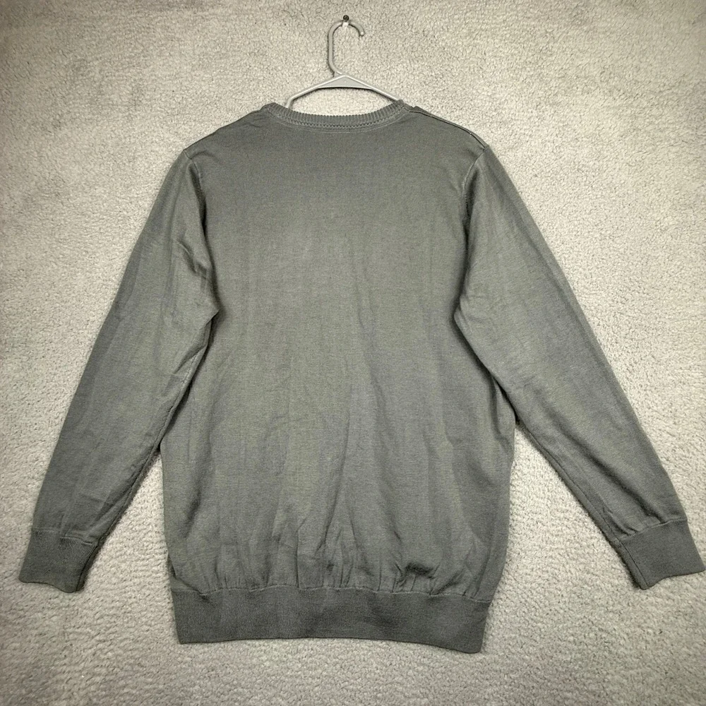 Travis Mathew Mens Gray V Neck Argyle Long‎ Sleeve Sweater Size L